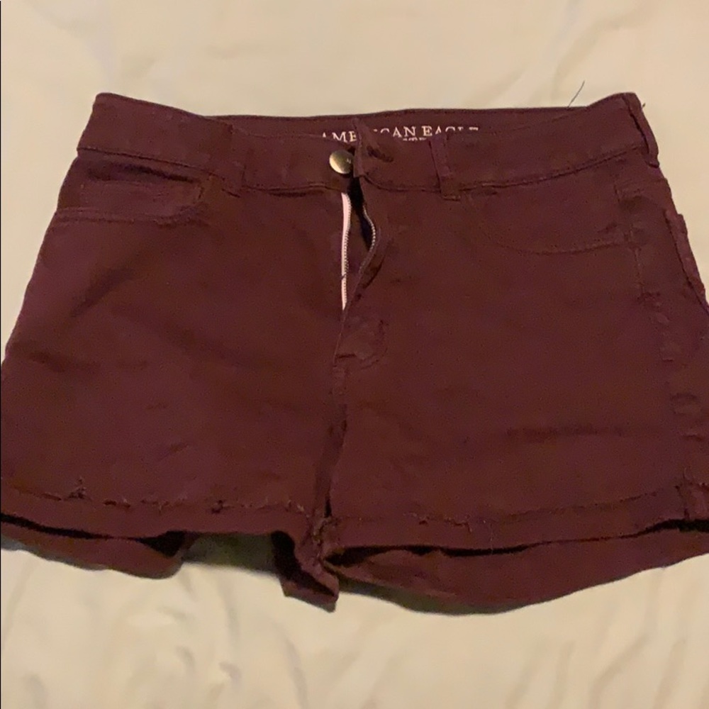 High rise maroon shorts